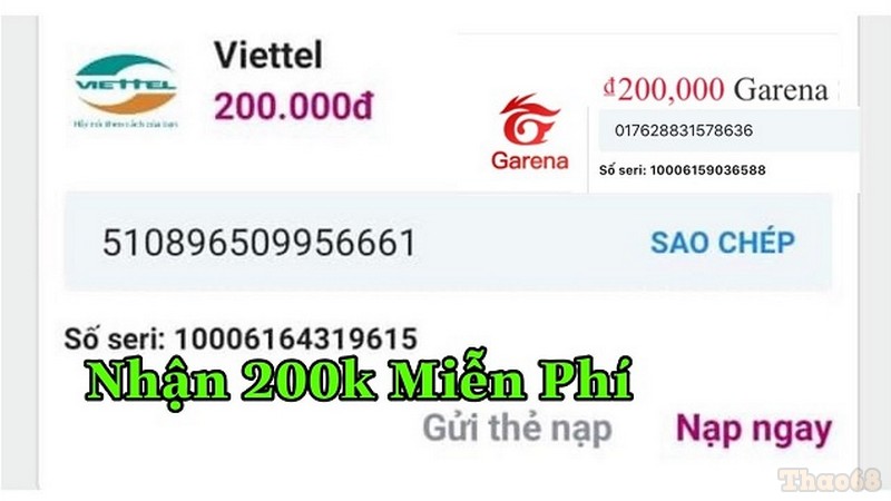 Thẻ Viettel Miễn Phí Hôm Nay: Thẻ Cào, Card Viettel 20K, 50K, 100K, 200K,  500K